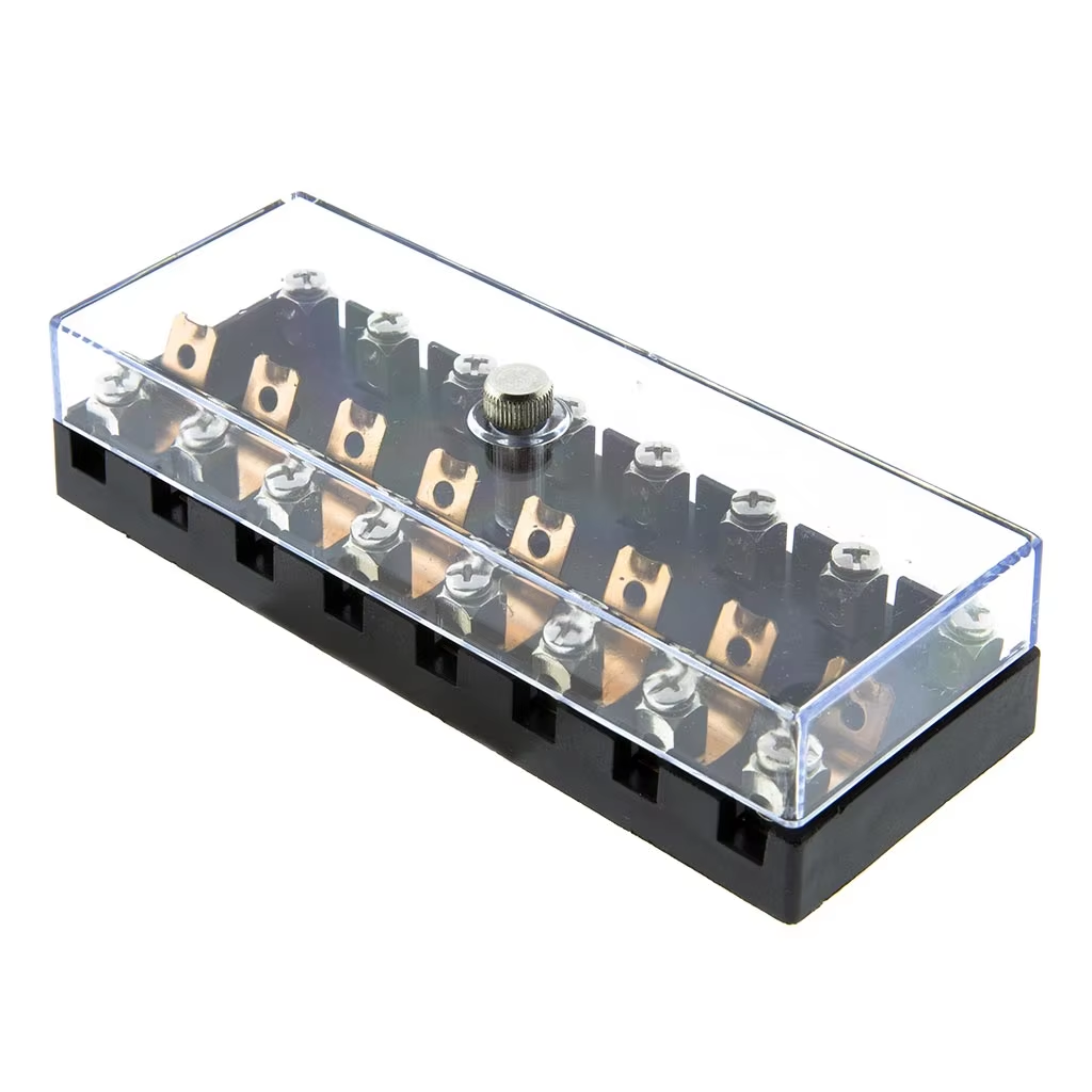 Universal Fuse Holder for Car Boat Screw Type Fuse Box 8 Way ATO ATC Type Brass Connector Transparent Screwed Cover